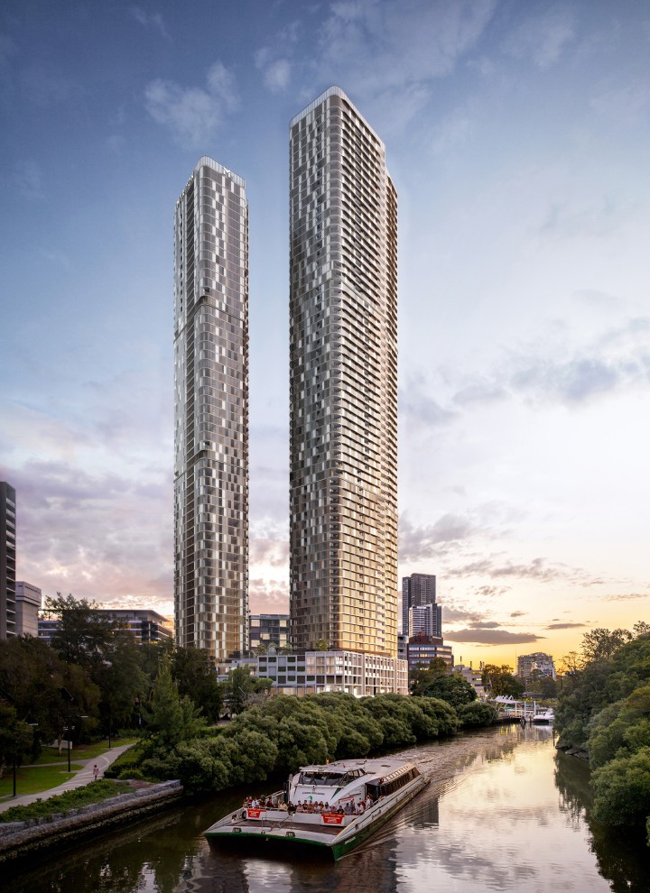 Die beiden 180 George Towers thronen über den westlichen Vororten Sydneys (© Meriton Group)