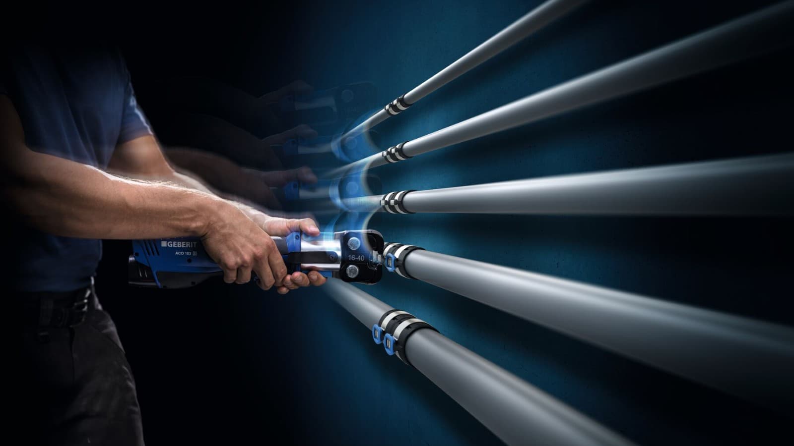 Handpresszange für Geberit FlowFit für die Dimensionen d16 bis d40 Handpresszange für Geberit FlowFit für die Dimensionen d16 bis d40